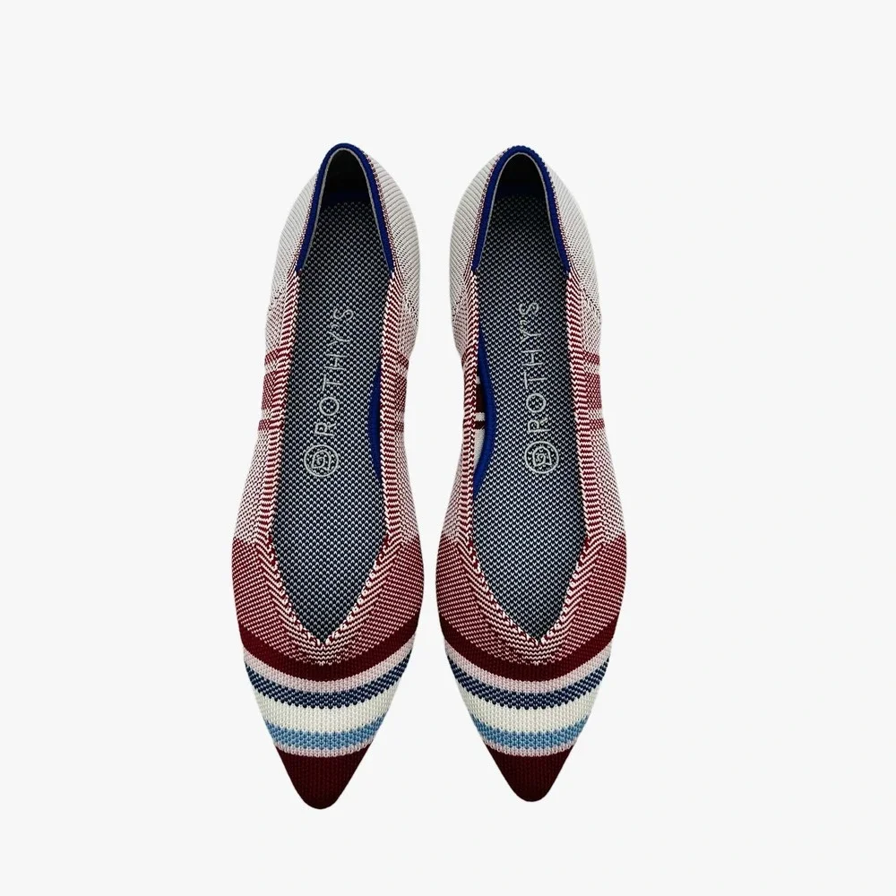 Rothy's‎ RARE The Point Varsity Stripe Red and Blue Women's Size 8.5 unicorn OG